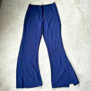 Anthropologie Daily Practice Navy Wide-leg Slit Casual Pants
